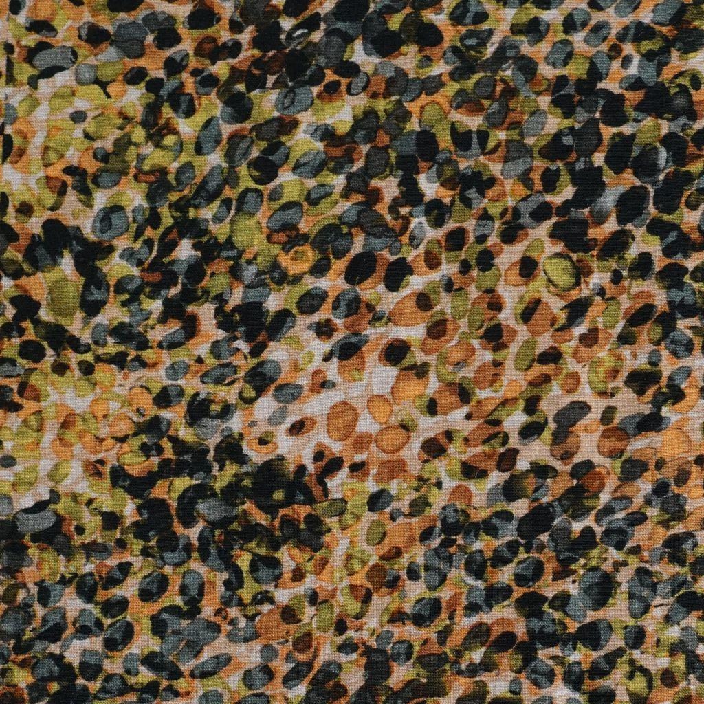 Viskose Dots schwarz grün orange Digitaldruck